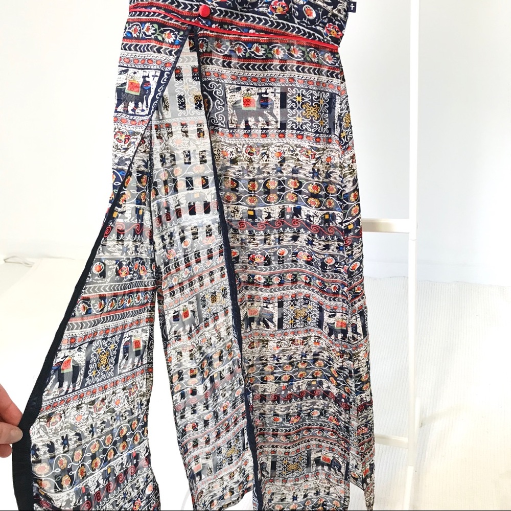 Vintage 90s Anthropologie XS Print Tunic Crop Top - Picture 2 of 10